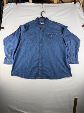 Wrangler Denim Button Down Shirt Men's 2XL Western Chambray Like New